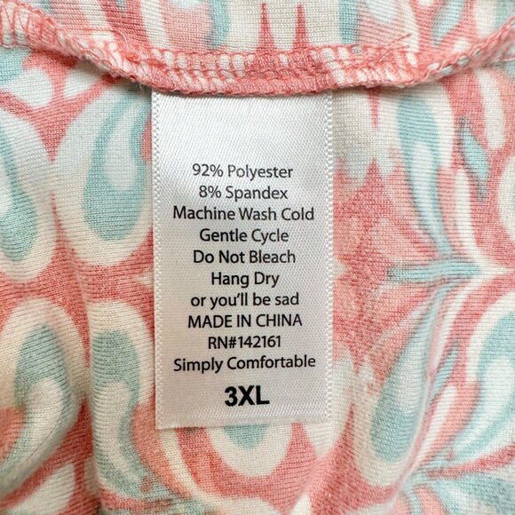 LuLaRoe Irma Tunic Top 3XL Duo 1 Coral Print 1 Solid Peach Soft Comfy Loose Fit - Picture 10 of 15